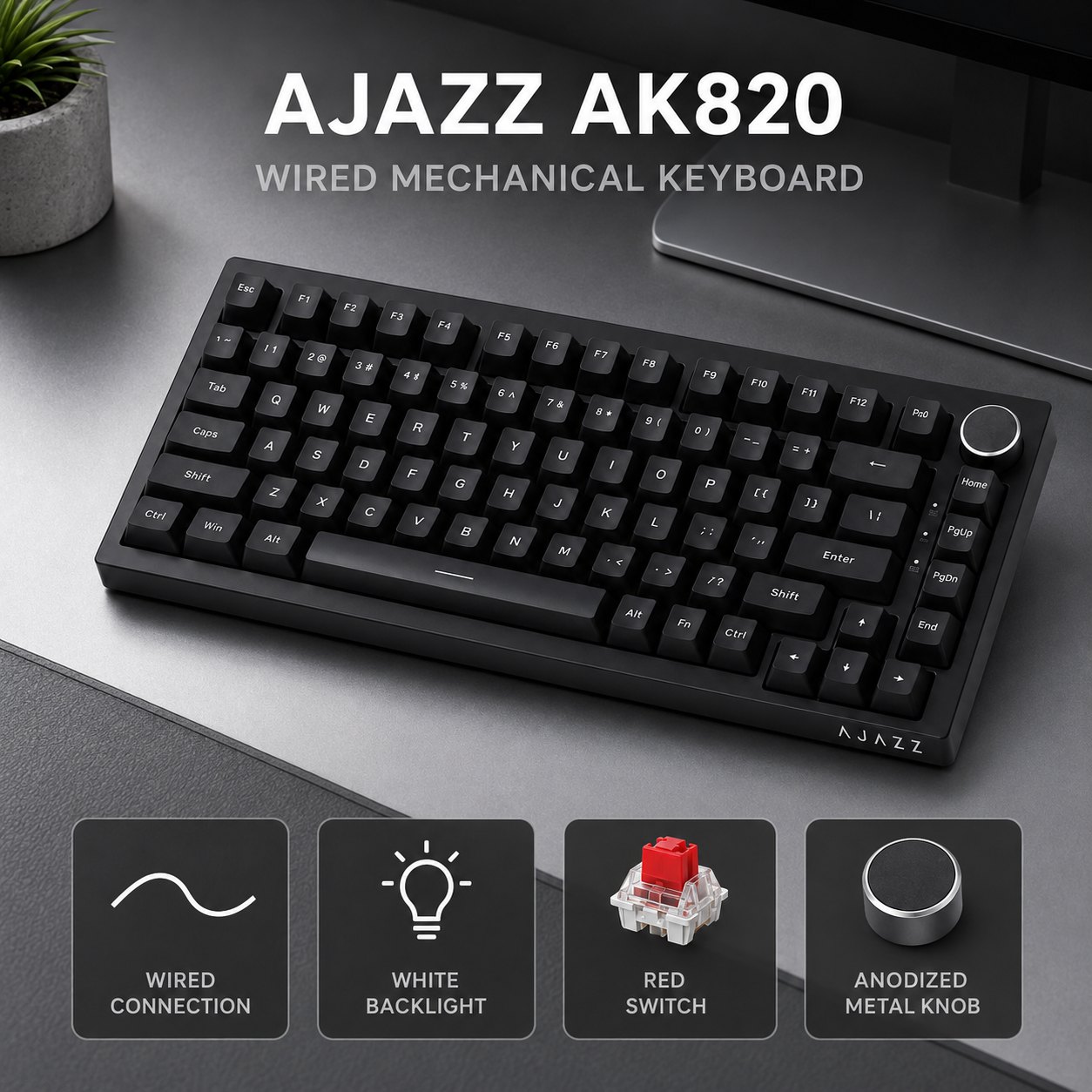 Keyboard Gaming Mac - Teclado Mecânico Sem Fio AJAZZ AK820