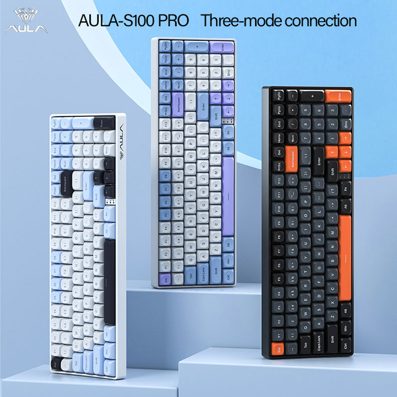 Gaming Keyboard Hot Swappable - Teclado Mecânico Sem Fio AULA S100Pro,