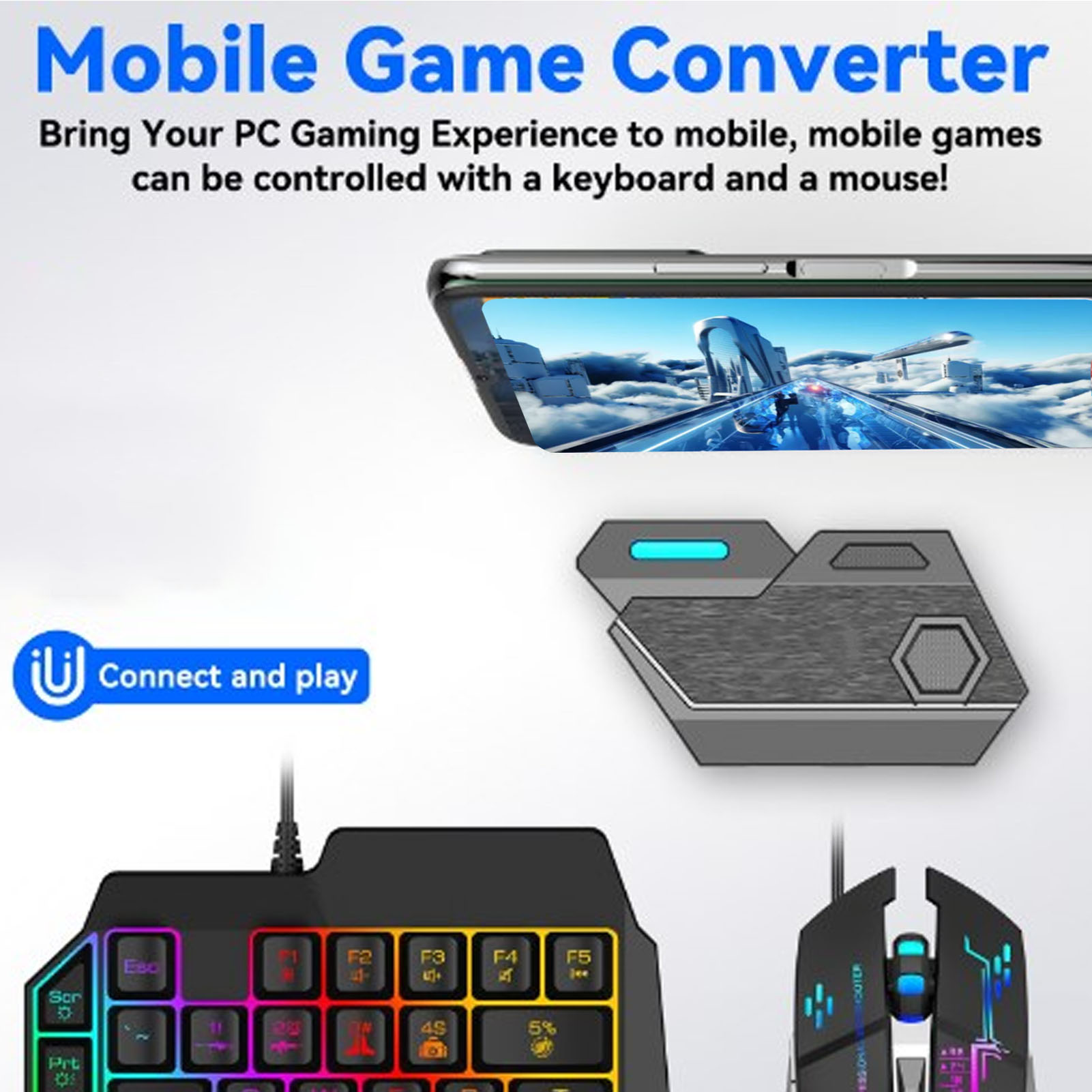 Gaming Keyboard And Mouse Mobile - Pacote combinado de jogos para celular,