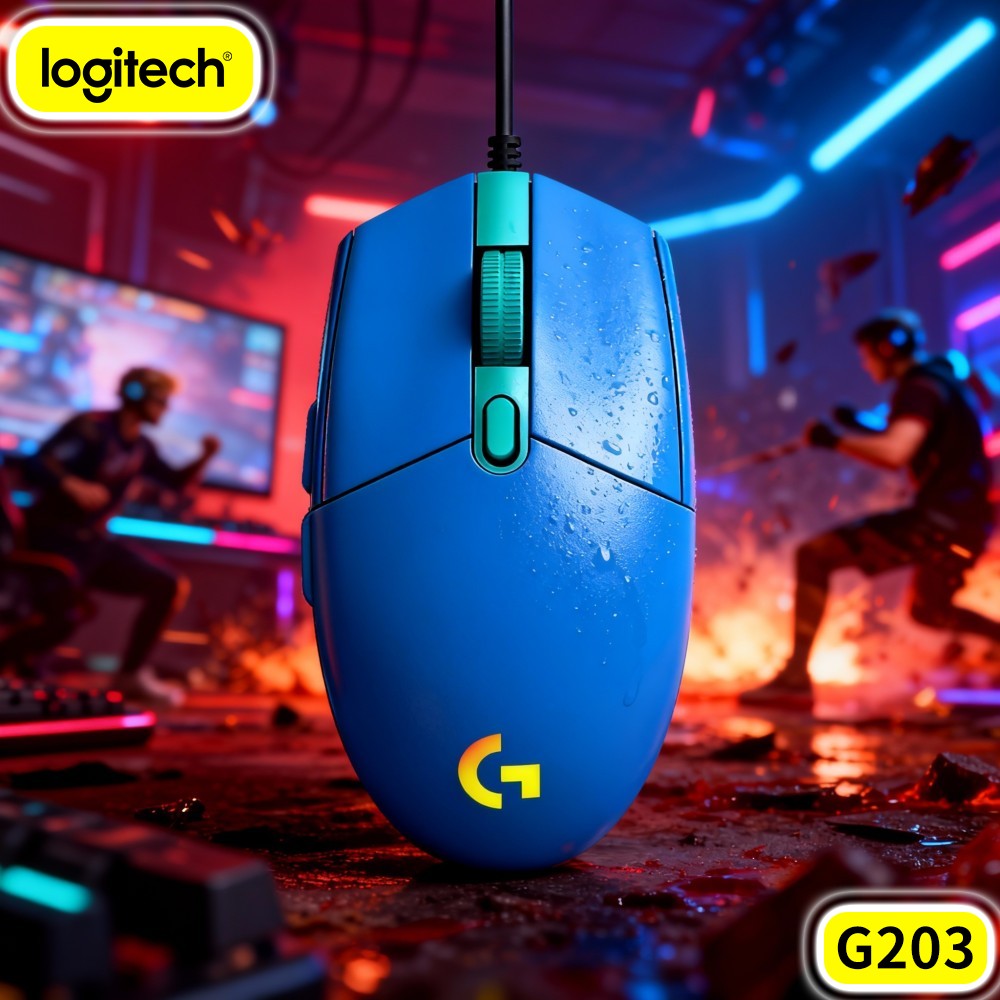 Logitech Mouse G203 - Mouse Gamer Logitech G203 com Fio,