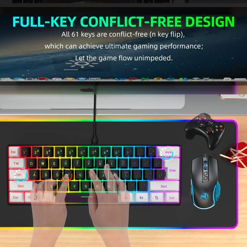 Kit de Teclado e Mouse 60% par - Gaming Keyboard And Mouse Mobile avaliação e preço