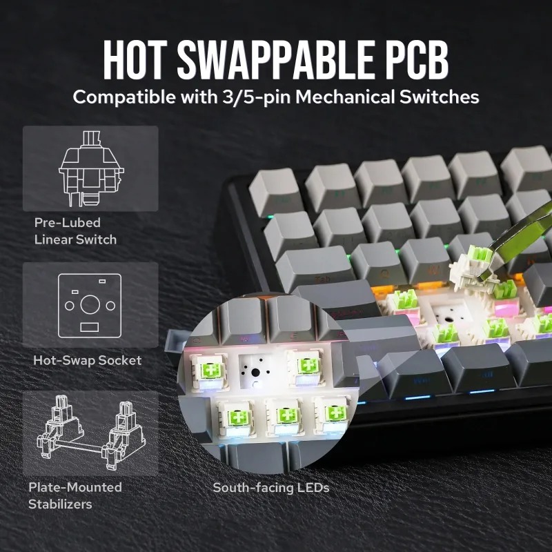 Teclado Mecânico AULA F75 Max, - Gaming Keyboard Hot Swappable avaliação e preço