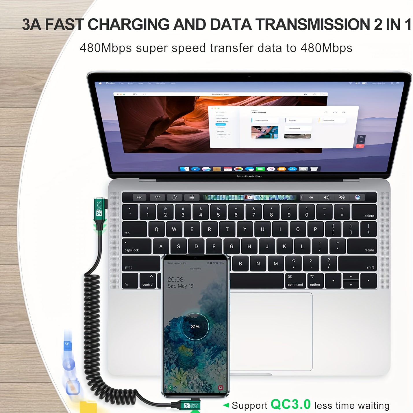 Cabo USB-C para USB-C em Espir - Coiled Usb Cable avaliação e preço