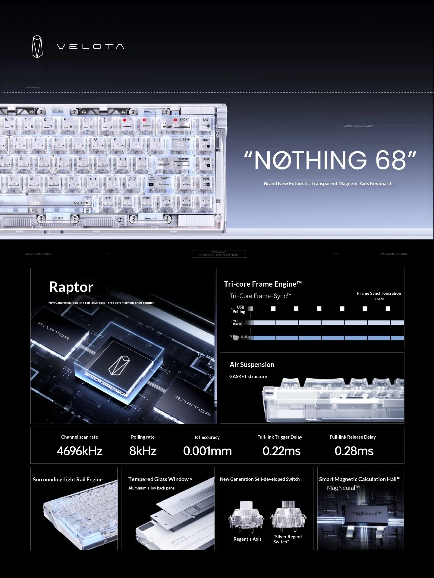 Teclado ATK Velota Nothing 68  - Gaming Keyboard Hall Effect Switches avaliação e preço