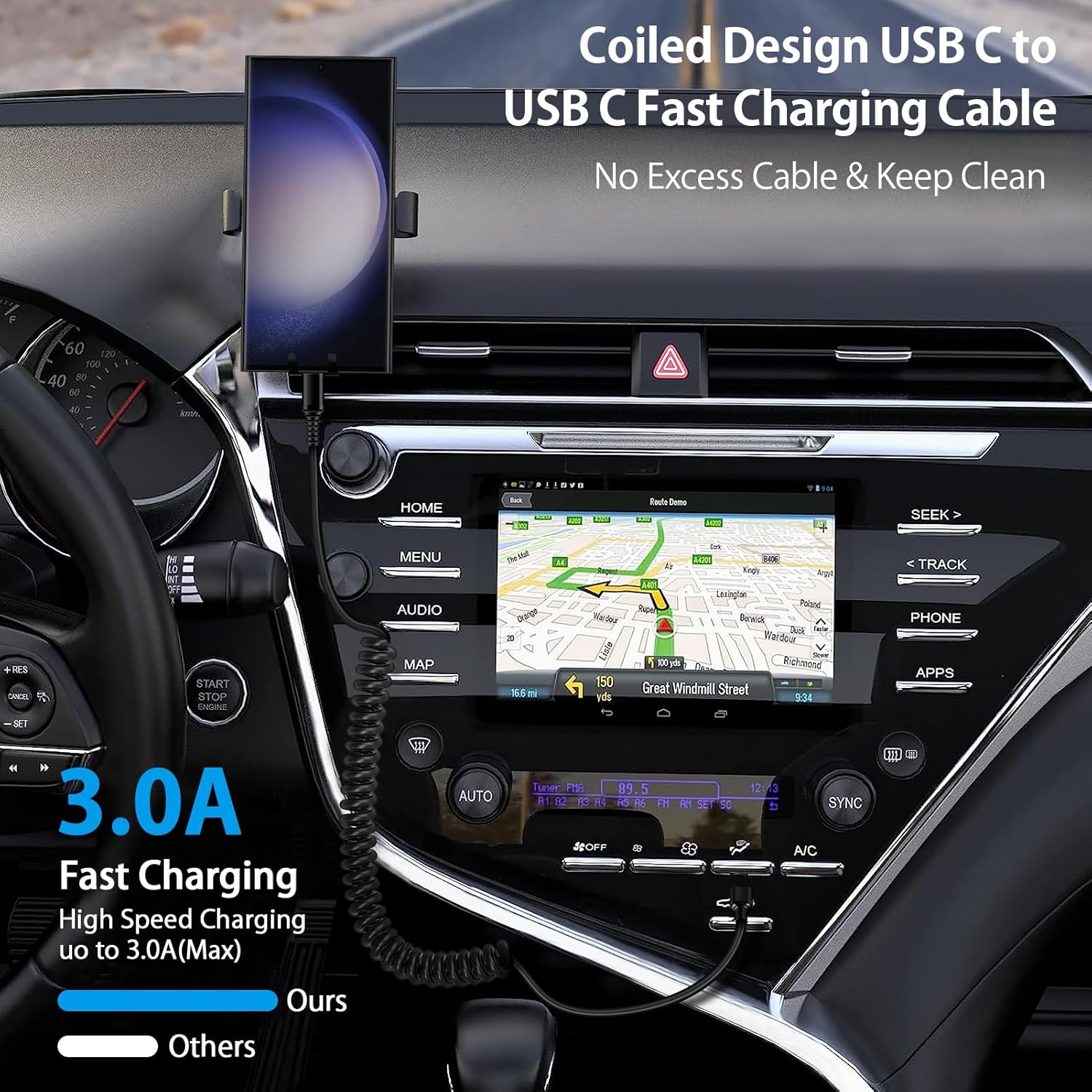 Android Auto USB C para USB C  - Coiled Usb Cable avaliação e preço